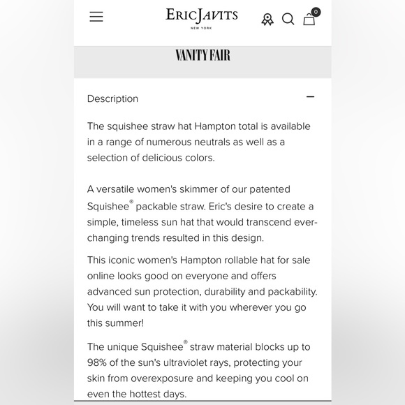 Eric Javits Squishee Hat UPF 50+ in Bark - Picture 5 of 8